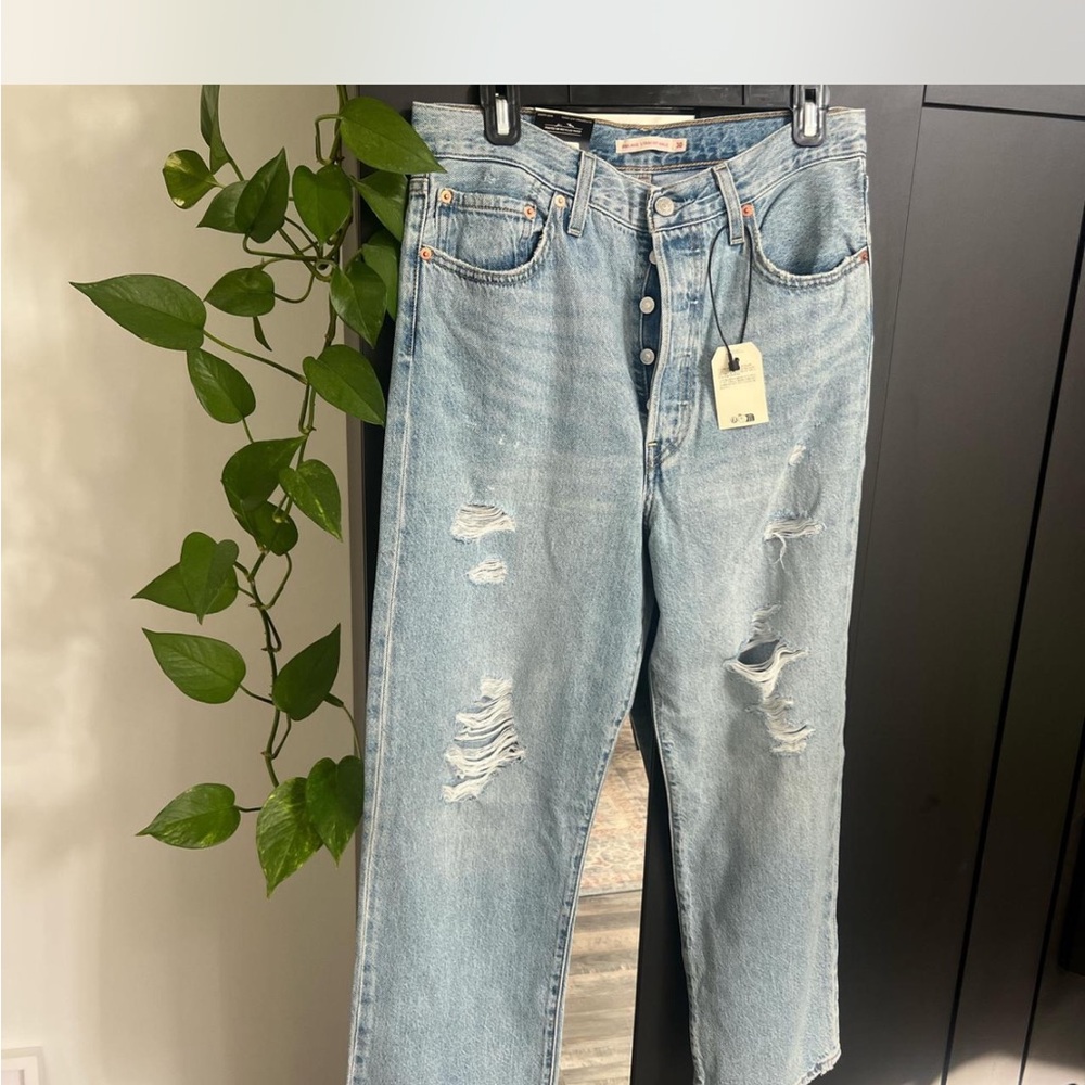 Levi's Light Blue Distressed Boyfriend Jeans
